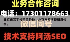 北京市写字楼租赁价位，北京市写字楼租用价格。