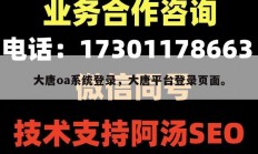 大唐oa系统登录，大唐平台登录页面。