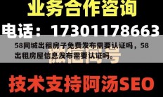 58同城出租房子免费发布需要认证吗，58出租房屋信息发布需要认证吗。