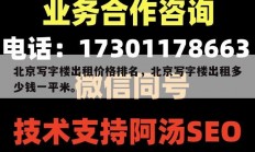 北京写字楼出租价格排名，北京写字楼出租多少钱一平米。