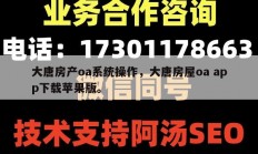 大唐房产oa系统操作，大唐房屋oa app下载苹果版。