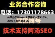 共享办公WeWork涨幅扩大至125%，2000㎡的共享办公。